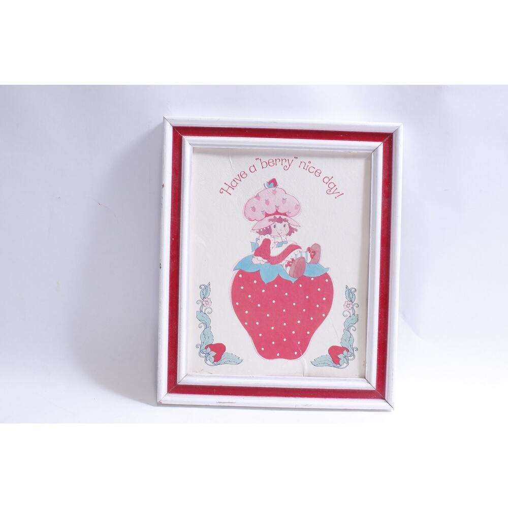 Strawberry Shortcake, Framed Print, 10x12", Have a berry nice day, White Red